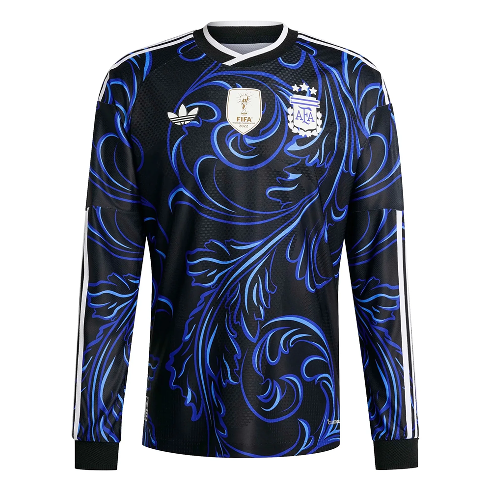 Argentina Away Long Sleeve Football Shirt 2026 | adidas Authentic Black & Blue AFA Jersey