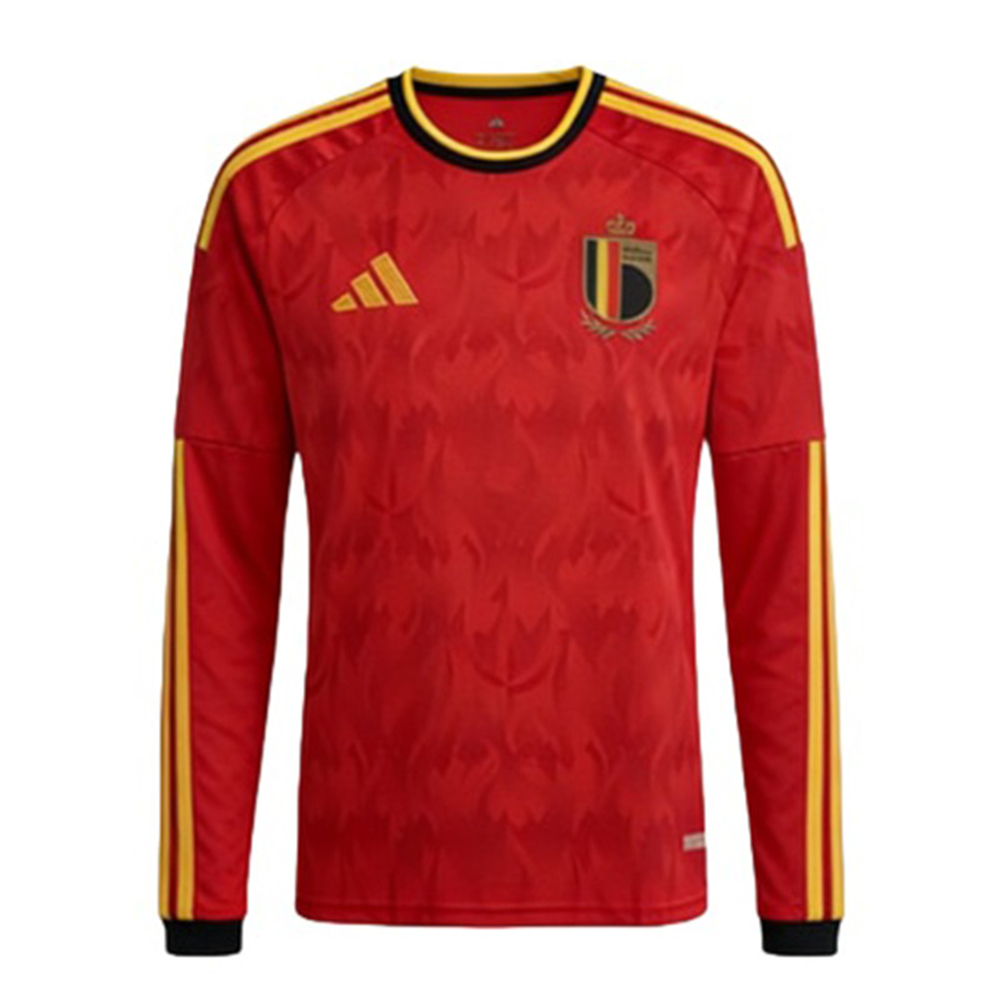 Belgium Home Long Sleeve Football Shirt 2026 | Red Devils adidas Red & Gold Jersey