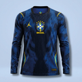 Brazil Away Long Sleeve Soccer Jersey 2026 | Jordan Brand Seleção Navy & Yellow Football Shirt