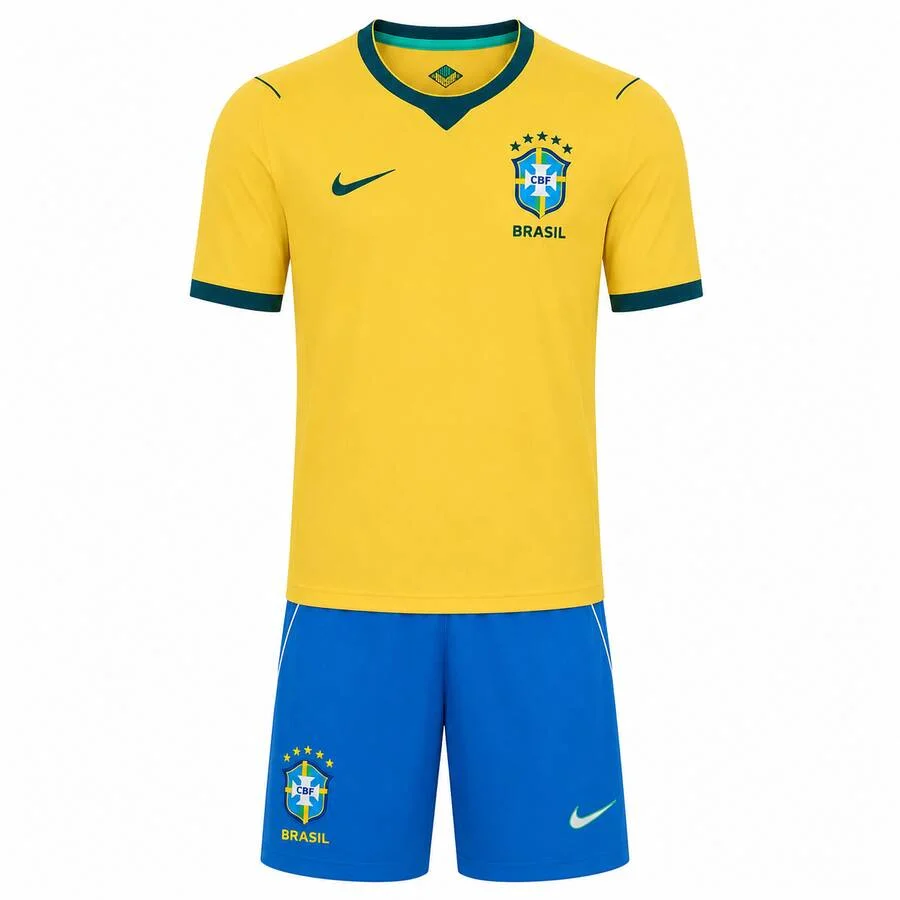 Brazil Home Kids Kit 2026 | Brazil Youth Football Jersey & Shorts
