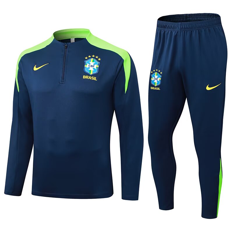 Brazil blue Half Zip Tracksuit training set 2025