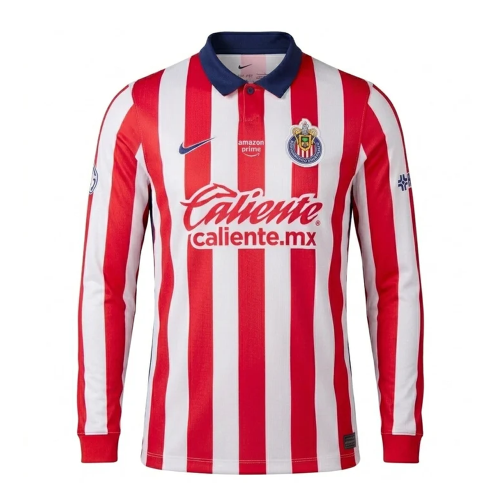 Chivas de Guadalajara Home Long Sleeve Jersey 2026-27 | Nike White Red & Blue Football Shirt