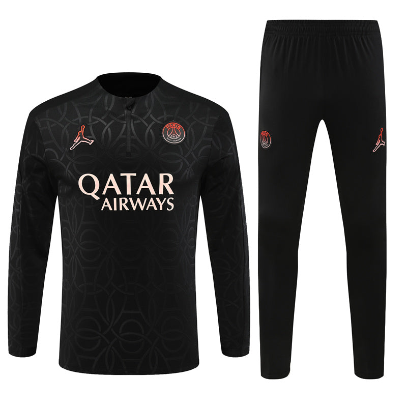 PSG Black&Orange Half Zip Tracksuit Kit Training Set 2024-25