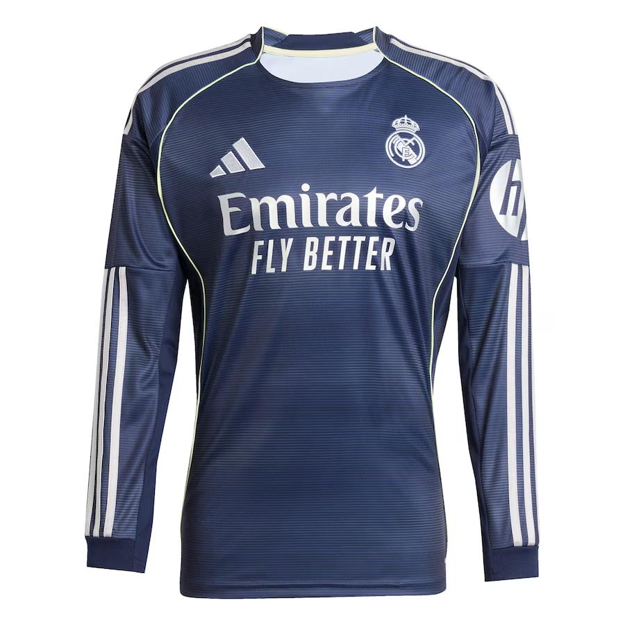Real Madrid Away Long Sleeve Football Shirt 2025-26 – Navy Blue Soccer Jersey
