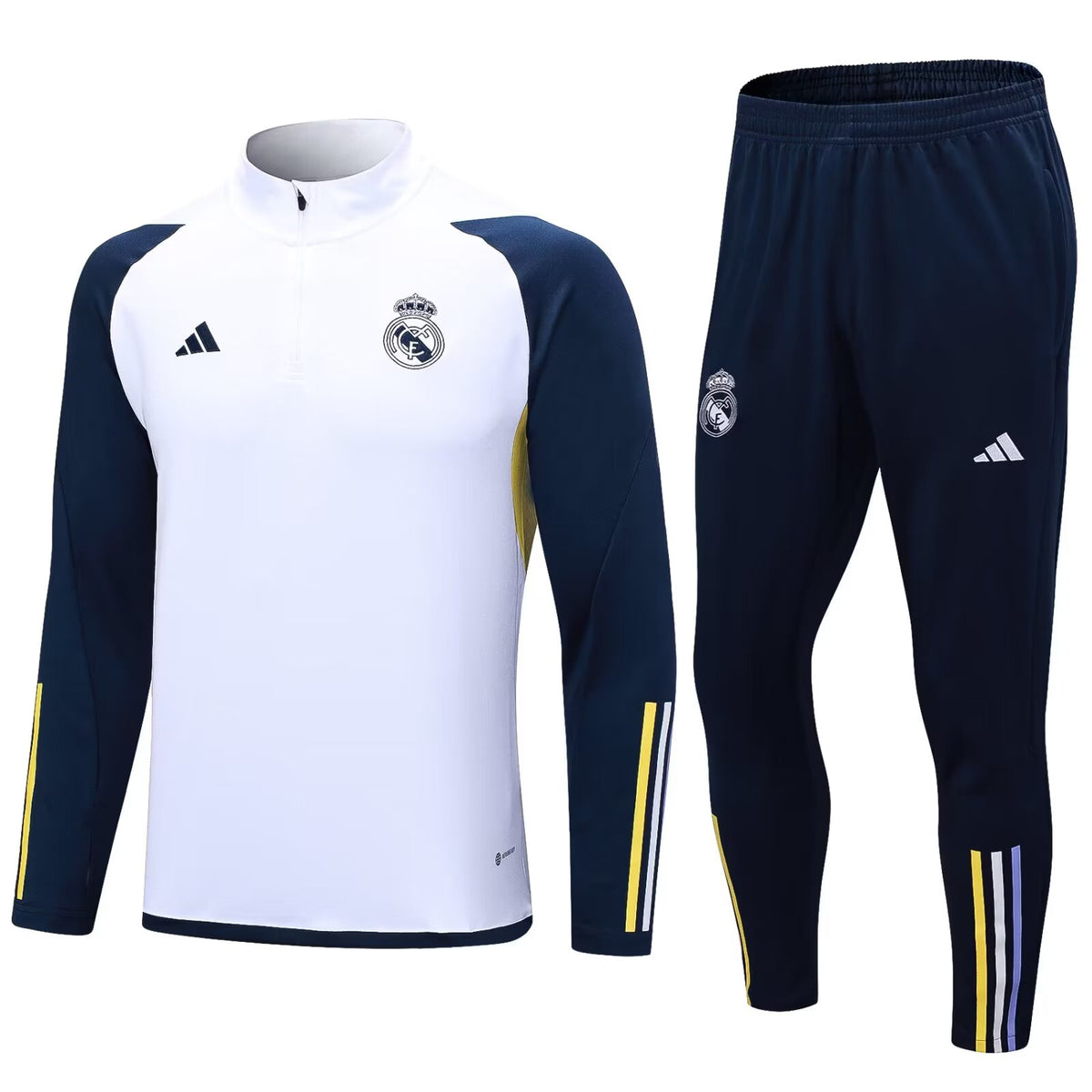 Real Madrid White&navy Half Zip Tracksuit kit Training Set 2023-24