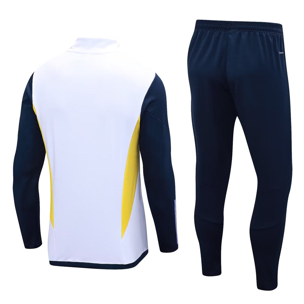 Real Madrid White&navy Half Zip Tracksuit kit Training Set 2023-24