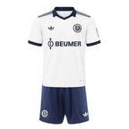 Schalke 04 Away Kids Kit 2026-27 | adidas White & Navy Youth Football Jersey & Shorts