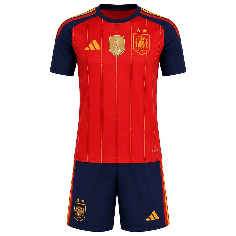 Spain Home Two Stars Kids Kit 2026-27 | La Roja Youth Football Jersey & Shorts