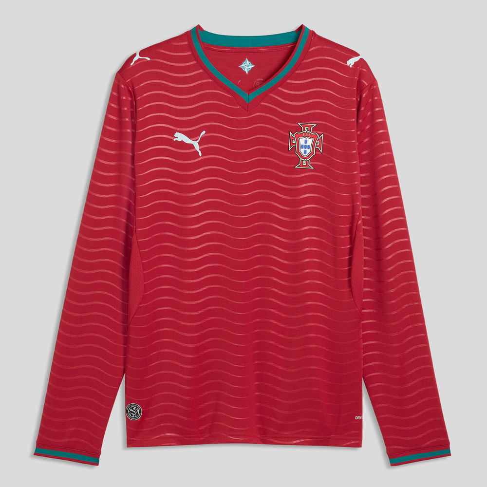 Portugal Home Long Sleeve Soccer Jersey 2026 | PUMA Seleção Red & Green Football Shirt