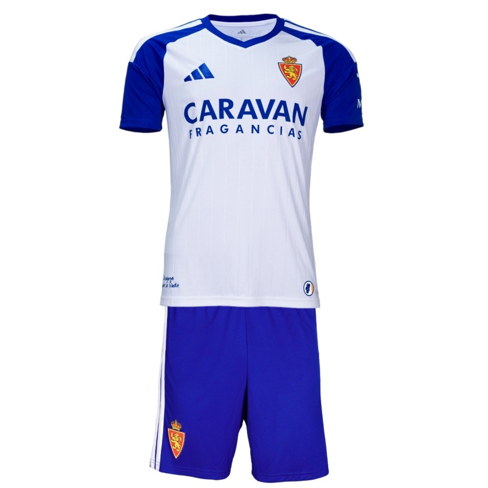 Real Zaragoza Home Kids Kit 2026-27 | adidas Blanquilla Youth Football Jersey & Shorts